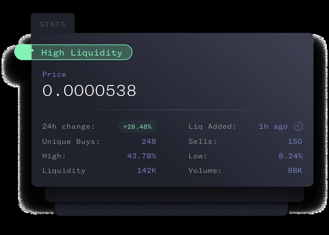 new token listing screenshot